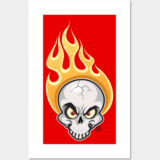 Flaming Skull Posters and Art